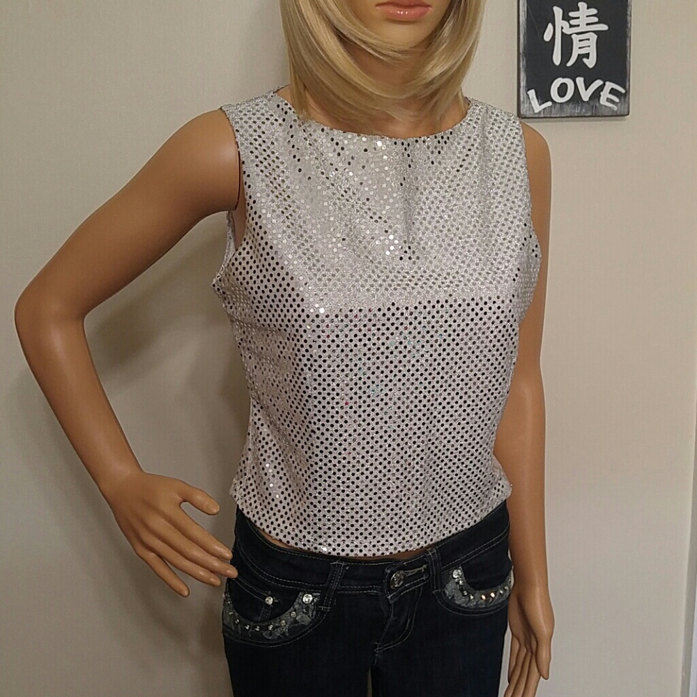 *HP* Silver sparkle mirror top size large
